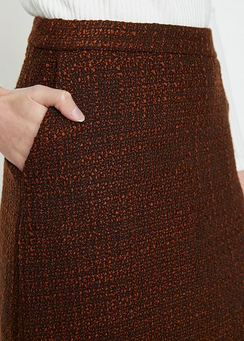 Kahverengi Örgü Mini Etek - Görsel 2