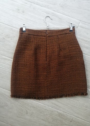 Kahverengi Örgü Mini Etek - Görsel 5