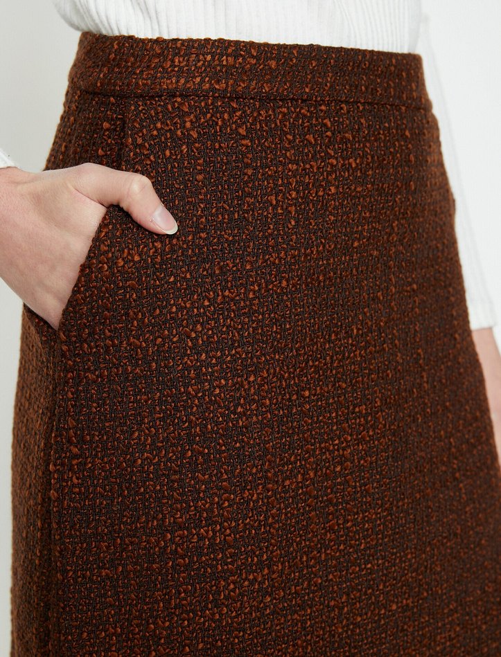 Kahverengi Örgü Mini Etek - Görsel 2
