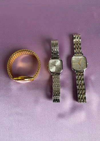 Klasik Gri Altın Renkli Kadın Saati - Görsel 5