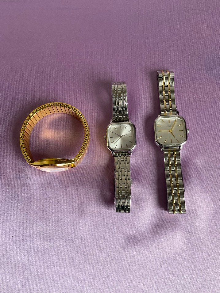 Klasik Gri Altın Renkli Kadın Saati - Görsel 5