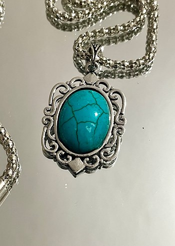 Turkuaz Taşlı Bohem Kolye - Görsel 4