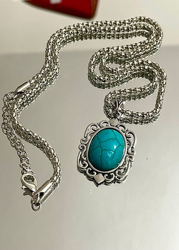 Turkuaz Taşlı Bohem Kolye - Görsel 3