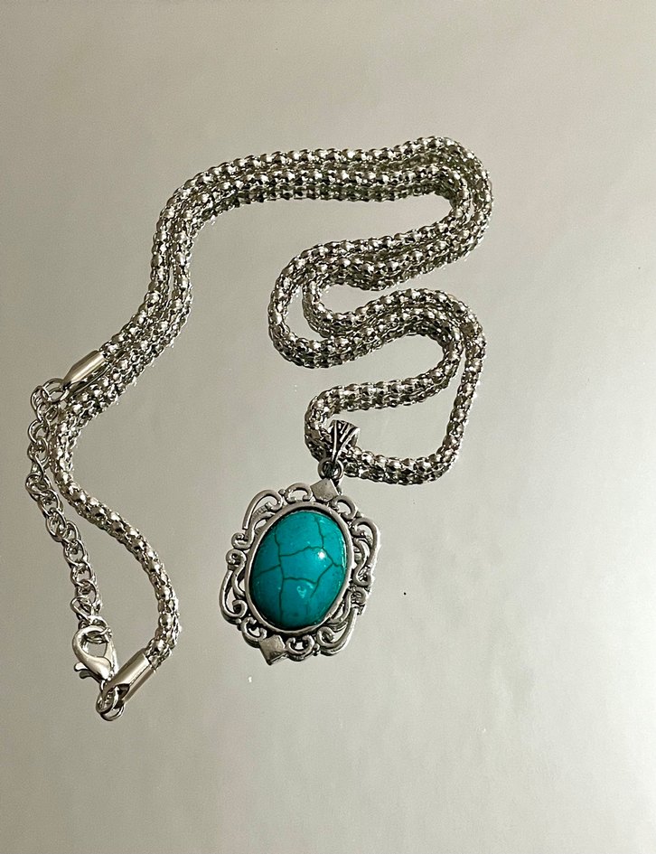 Turkuaz Taşlı Bohem Kolye - Görsel 2