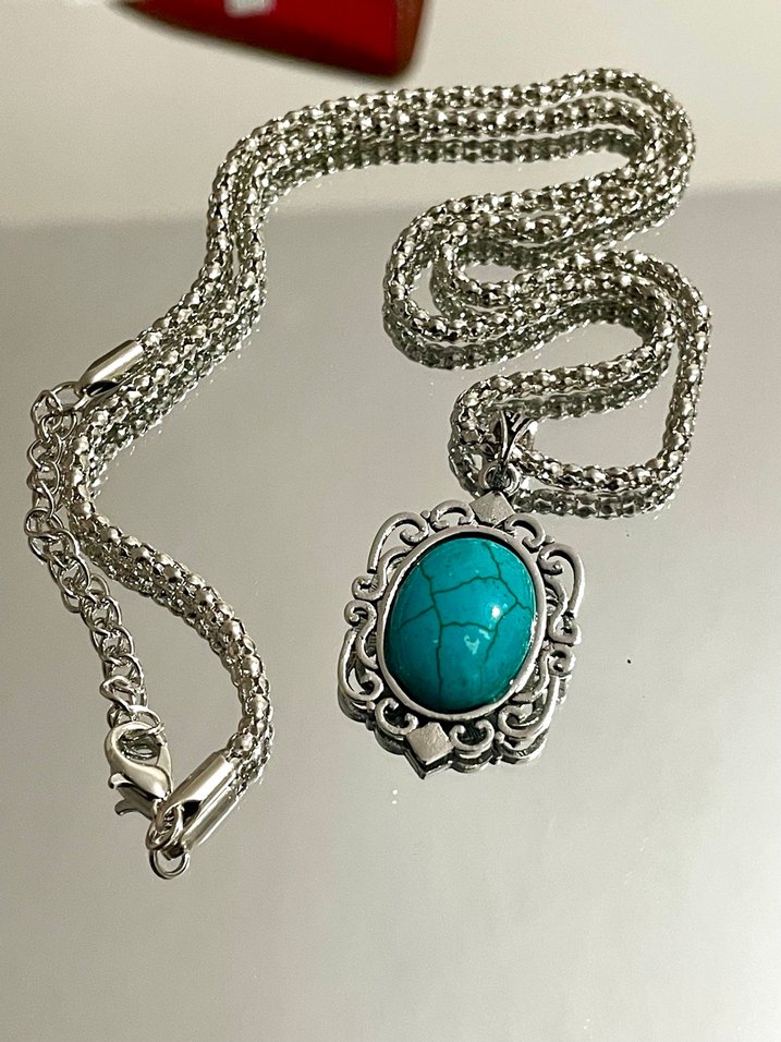 Turkuaz Taşlı Bohem Kolye - Görsel 3