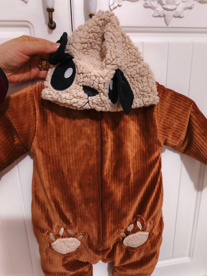 Kahverengi Kürklü Bebek Kayak Tulumu - Görsel 2