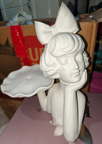 Beyaz Fiyonk Detaylı Kız Figürlü Tabak - Görsel 2