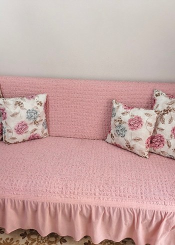 Pembe Bohem Çiçek Desenli Kanepe Örtüsü - Görsel 3