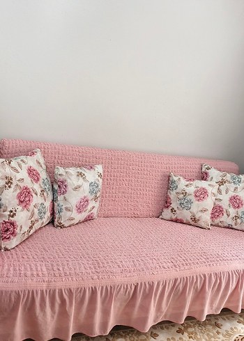 Pembe Bohem Çiçek Desenli Kanepe Örtüsü - Görsel 4