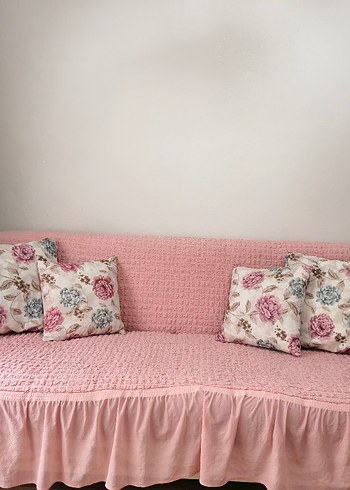 Pembe Bohem Çiçek Desenli Kanepe Örtüsü - Görsel 2