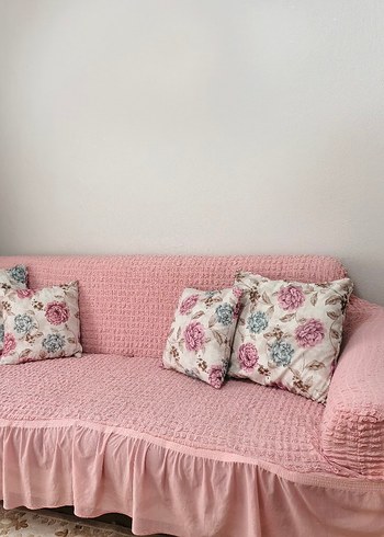 Pembe Bohem Çiçek Desenli Kanepe Örtüsü - Görsel 5