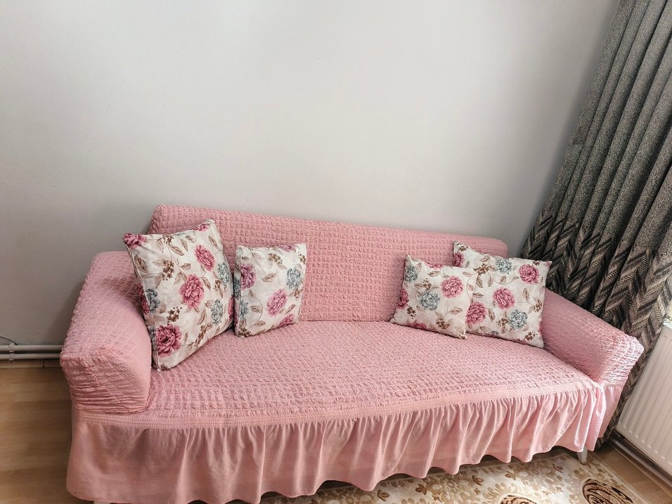 Pembe Bohem Çiçek Desenli Kanepe Örtüsü - Görsel 4