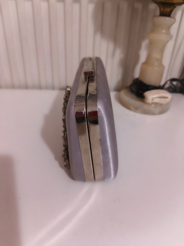 Gri İşlemeli Payetli Kadın Portföy Çanta - Görsel 2