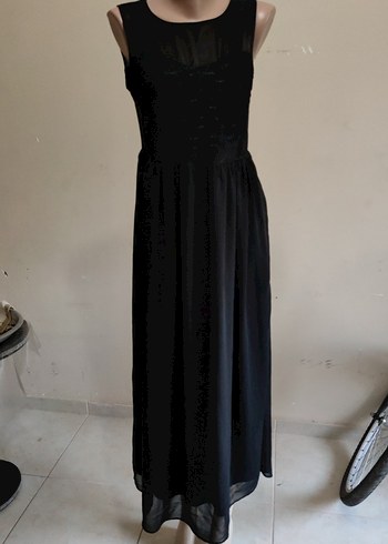 Siyah Uzun Kolsuz Gotik Elbise