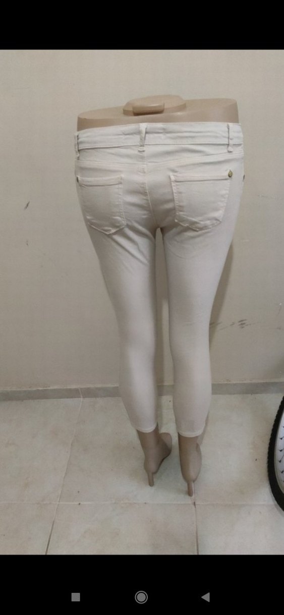 Beyaz Kadın Pamuklu Cigarette Pantolon - Görsel 3