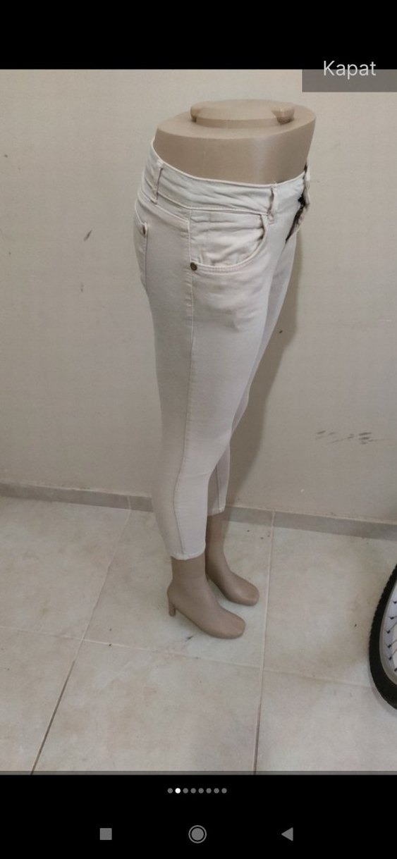 Beyaz Kadın Pamuklu Cigarette Pantolon - Görsel 2