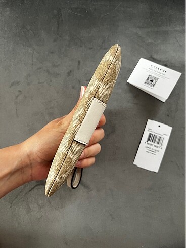 Beden ten rengi Renk Faturalı coach corner wristlet cüzdan