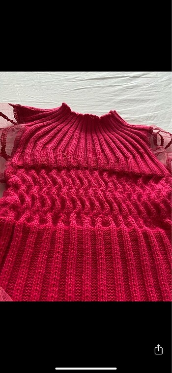 s Beden Kolları transparan pembe triko kazak