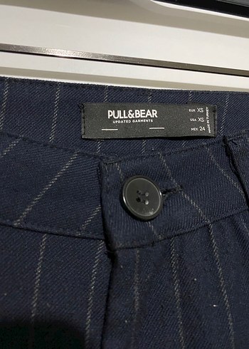 Lacivert Çizgili Kadın Kumaş Pantolon - Görsel 2