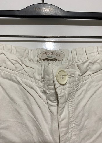 Kadın Keten Beyaz Kemerli Pantolon - Görsel 3