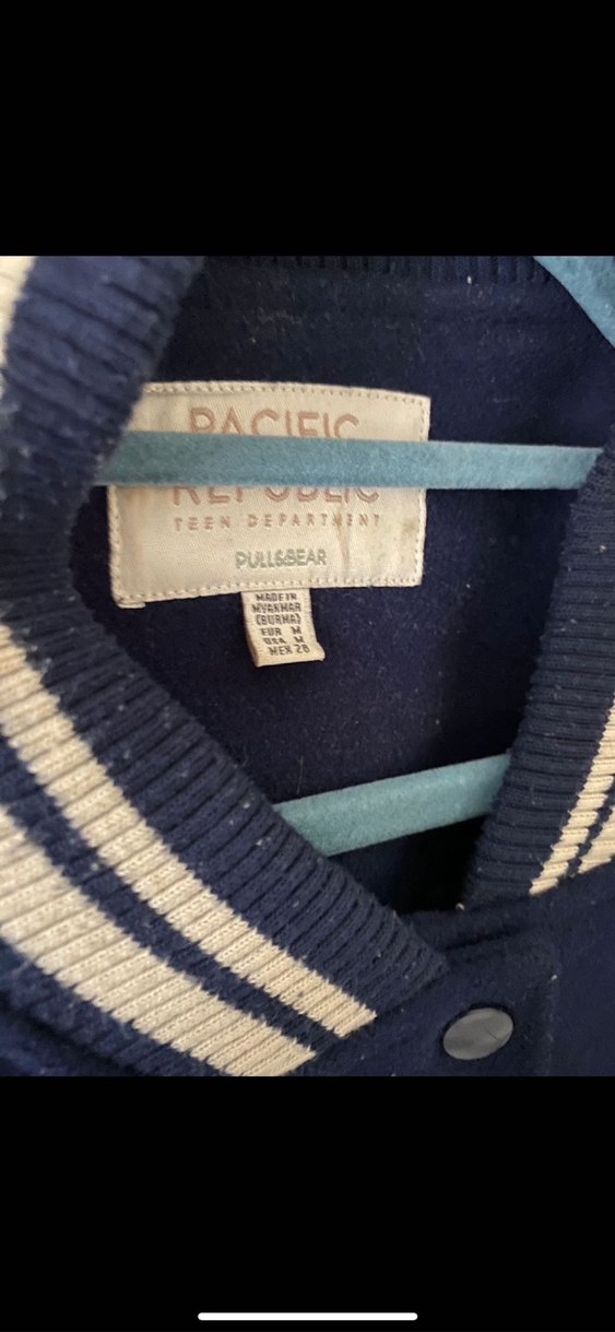 Mavi Baskılı Uzun Kollu Gevşek Kesim Ceket - Görsel 3