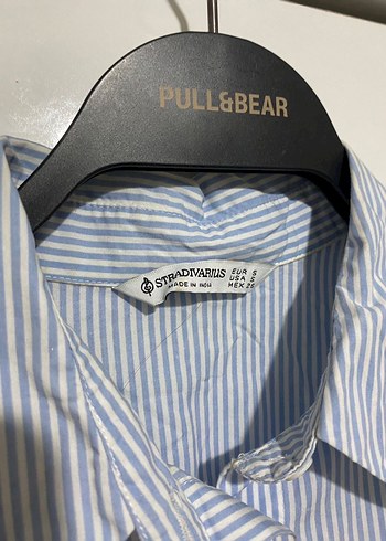 Düğmeli Çizgili Uzun Kollu Denim Gömlek - Görsel 3