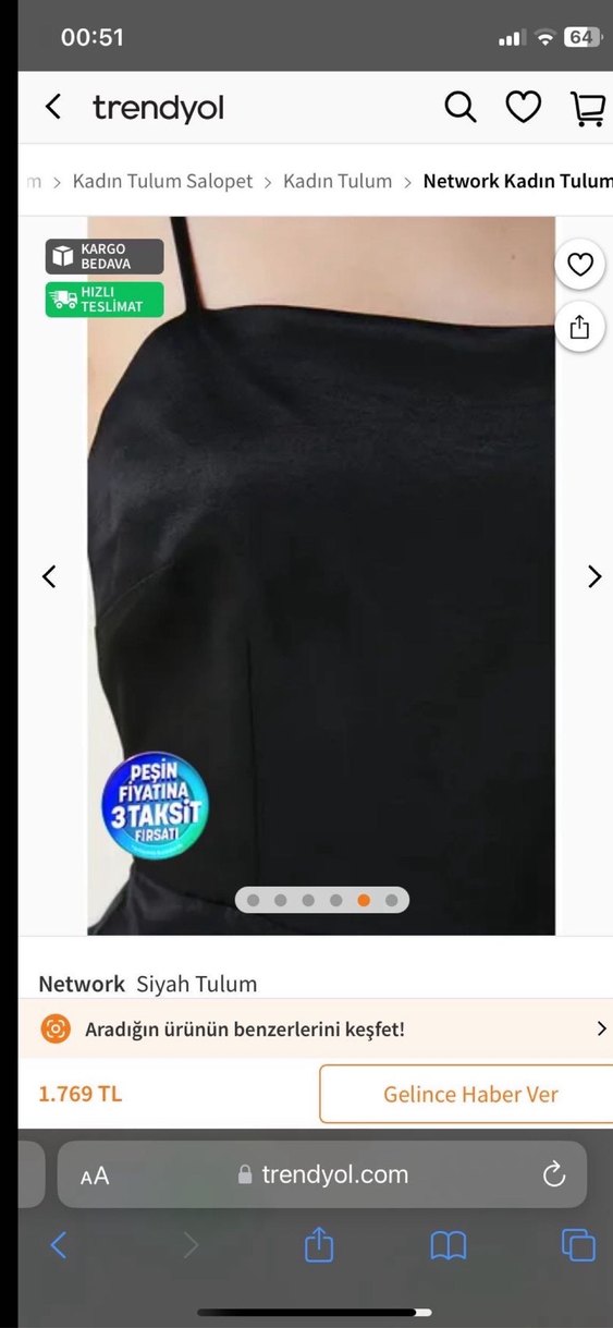 Network Siyah V Yaka İpek Tulum - Görsel 2