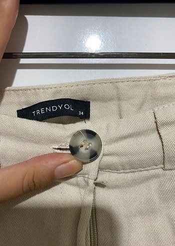 Bej Rahat Kesim Kadın Keten Pantolon - Görsel 2