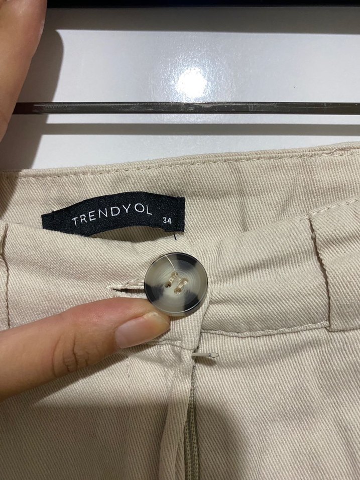Bej Rahat Kesim Kadın Keten Pantolon - Görsel 2