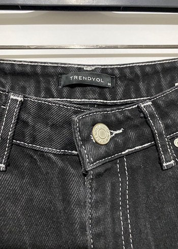 Siyah Midi Boy Kadın Denim Pantolon - Görsel 2