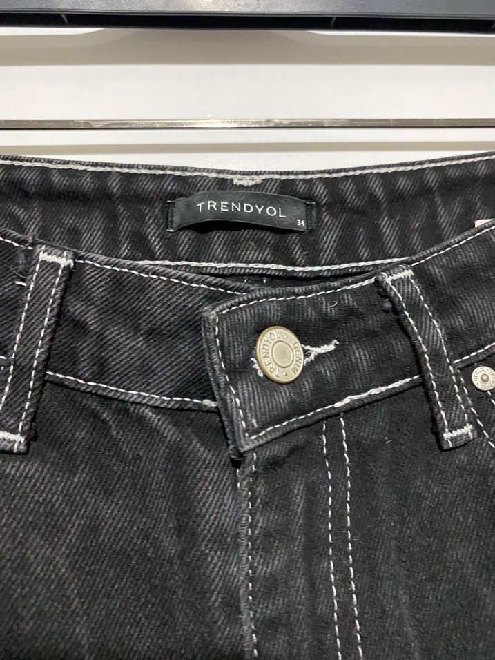 Siyah Midi Boy Kadın Denim Pantolon - Görsel 2