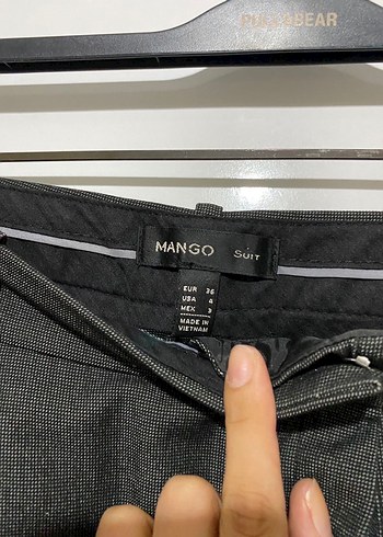 Gri Kemerli Kadın Kumaş Pantolon - Görsel 2