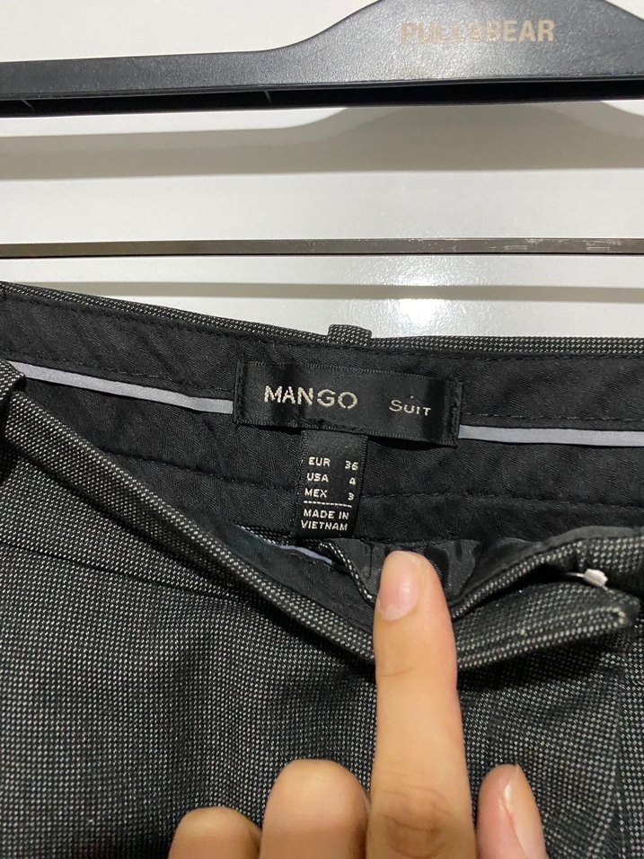 Gri Kemerli Kadın Kumaş Pantolon - Görsel 2