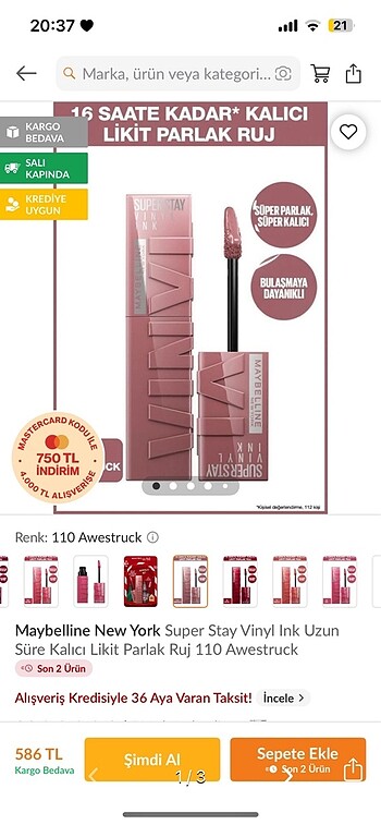 Maybelline kalıcı likit ruj