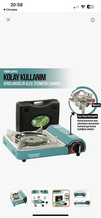 Beden turkuaz Renk Orcamp CK 508 seramik portatif kamp ocağı