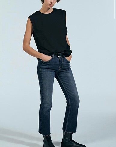 #zara TRF Cropped Düşük Bel Flare Jean
