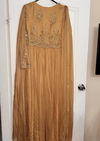 Nakışlı, Uzun, Bej Bohem Kadın Elbise - Görsel 3