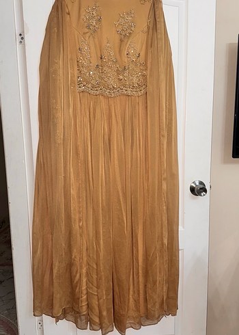 Nakışlı, Uzun, Bej Bohem Kadın Elbise - Görsel 2