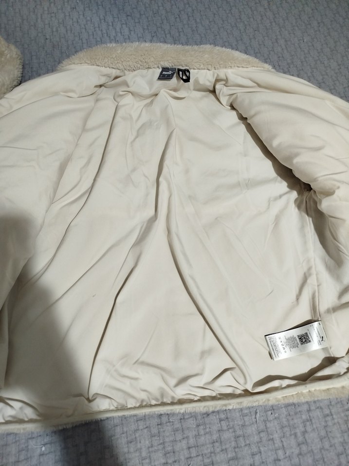 puma sokak Stili Beyaz Peluş Kadın Ceket - Görsel 4