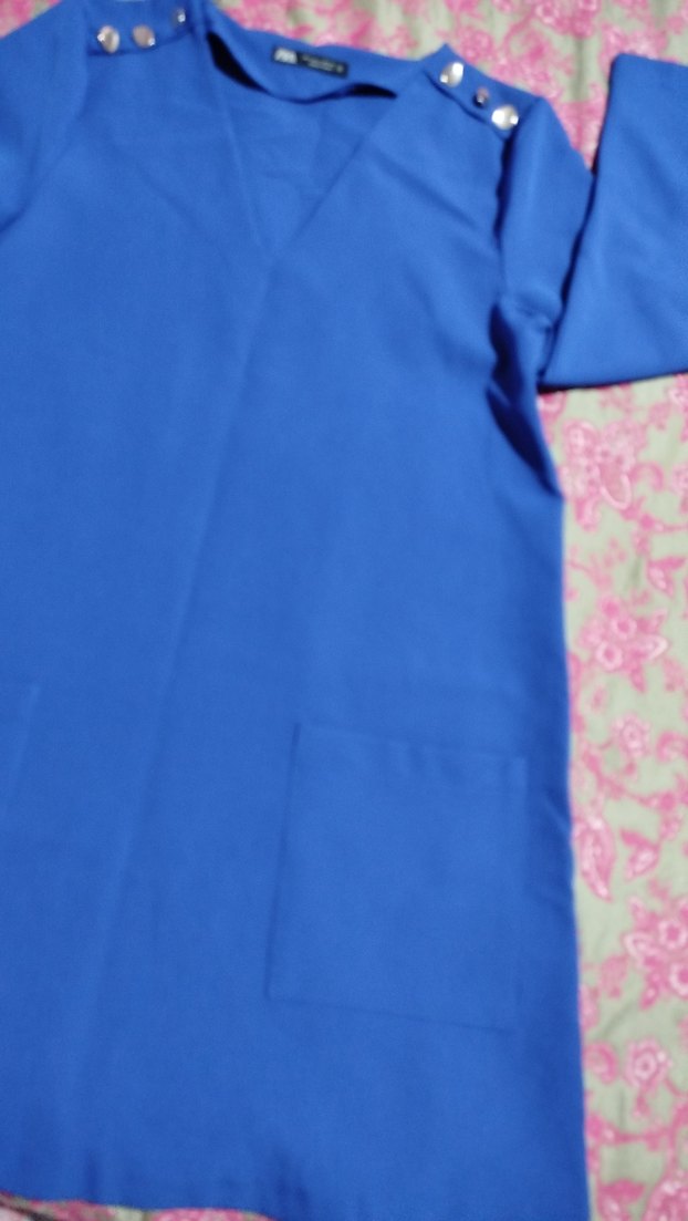 Mavi V Yakalı Kadın Tunik elbise - Görsel 2