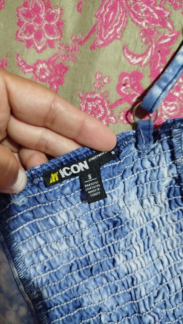 Mavi Batik Desenli Midi Büstiyer - Görsel 4