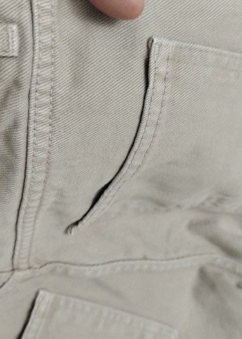 Yırtık Detaylı Bej Kadın Salaş Pantolon - Görsel 5