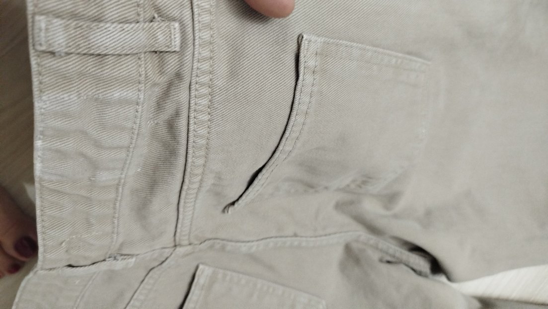 Yırtık Detaylı Bej Kadın Salaş Pantolon - Görsel 5