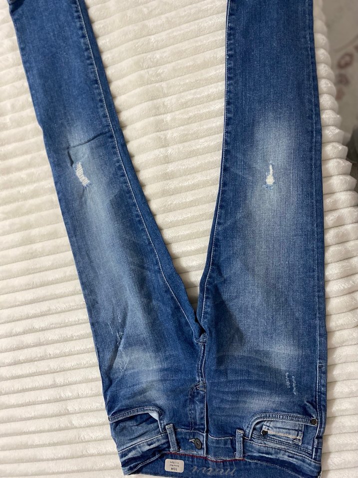 Beyaz Keten Midi Kadın Tulum jean - Görsel 3