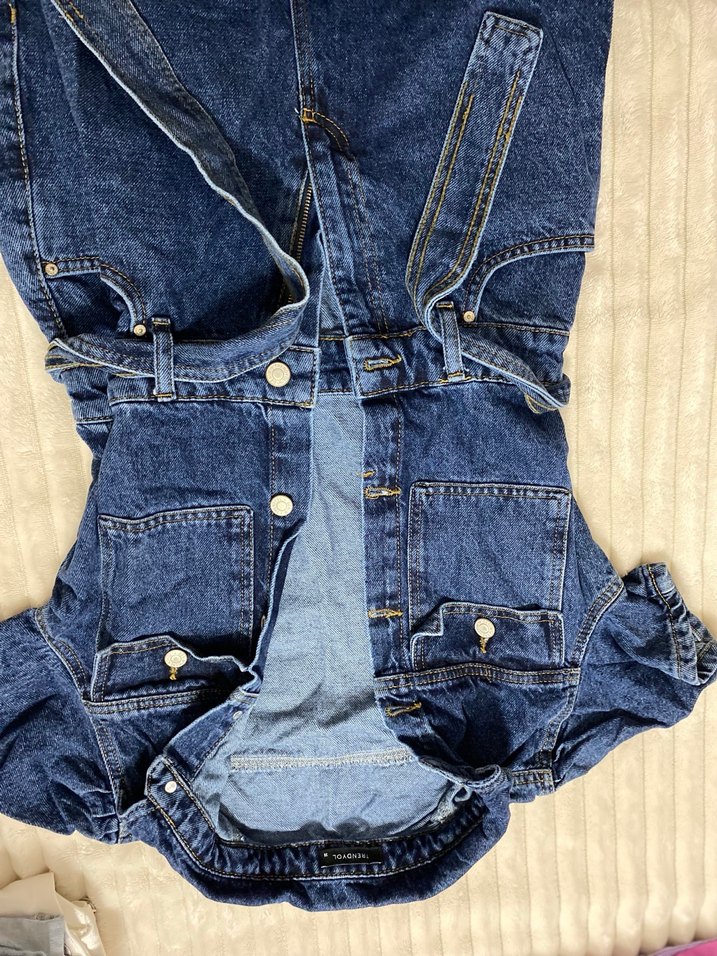 Beyaz Keten Midi Kadın Tulum jean - Görsel 2