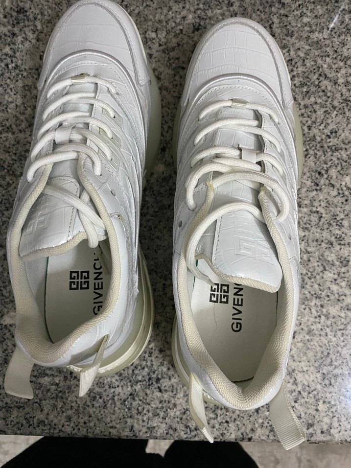 Beyaz Yılan Desenli Bağcıklı Sneakers - Görsel 2