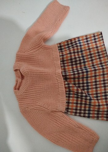 Pembe Kısa Örgü bebek elbise - Görsel 4