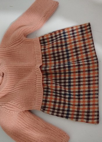 Pembe Kısa Örgü bebek elbise - Görsel 3