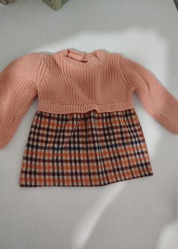 Pembe Kısa Örgü bebek elbise - Görsel 8