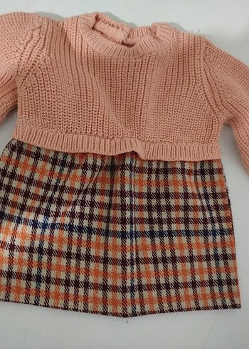 Pembe Kısa Örgü bebek elbise - Görsel 2